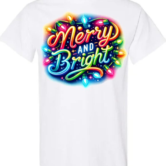 Merry and Bright Christmas Graphic Tee Gift - Picture 2 of 2